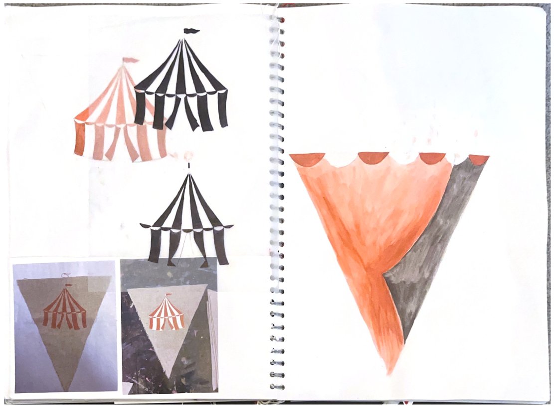 Watercolour circus tents and bunting studies