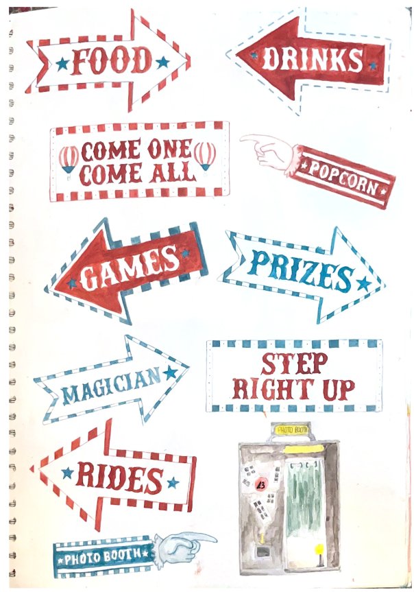 Hand-drawn carnival signage